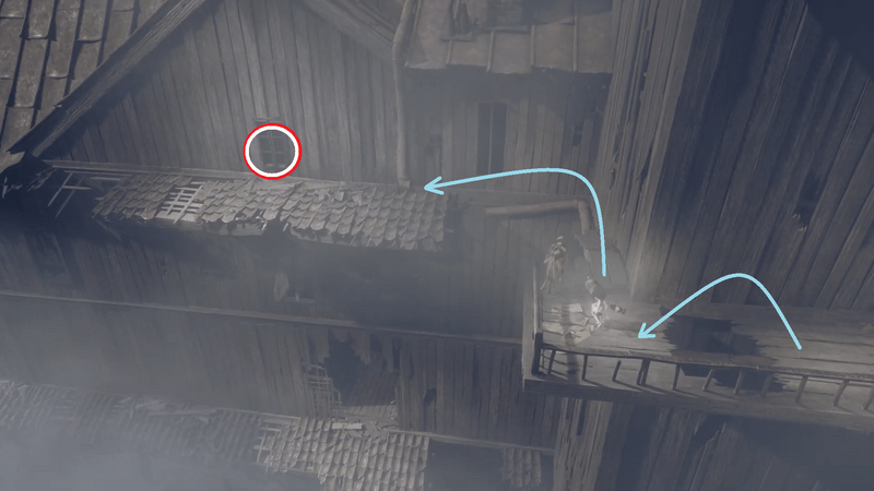 バルコニーから窓まで