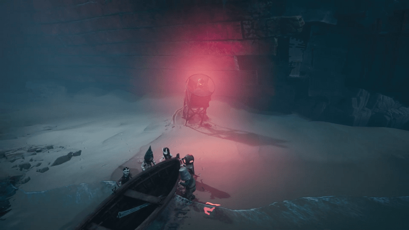 ボートで水上に戻る