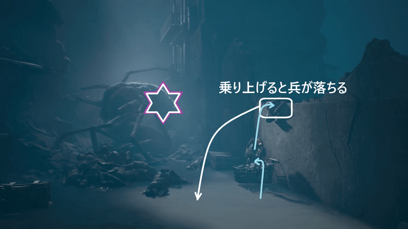 兵と一緒に地面に落ちる