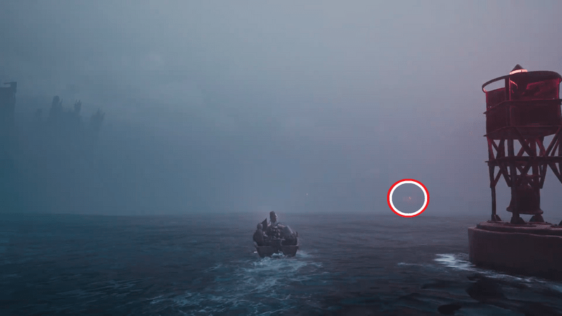 海域の中心に見える信号を頼りに砲台島へ