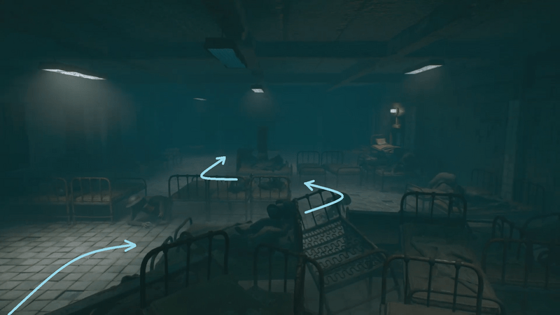 敵兵に近づくと爆発するので避けながら部屋の奥へ