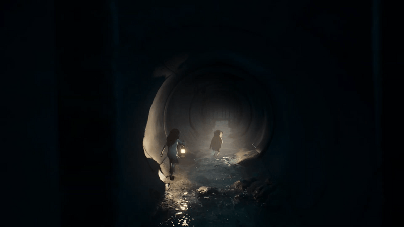 下水道でライトを点ける