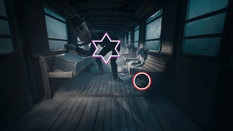 敵から座席の下で身を隠す