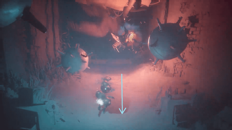 機雷群の廊下まで戻ると、爆発が起こる