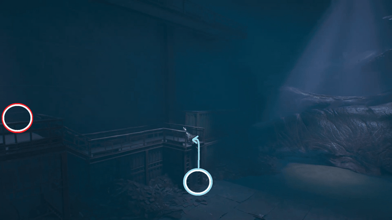 門の奥にある段差を登り、左手へ進む