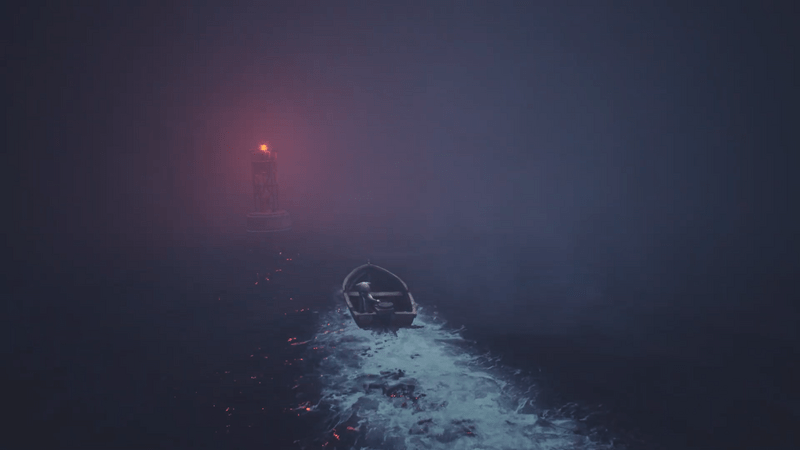 ボートに乗って進む