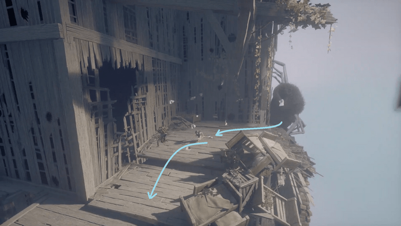 視点が回転したら手前方面に逃げる