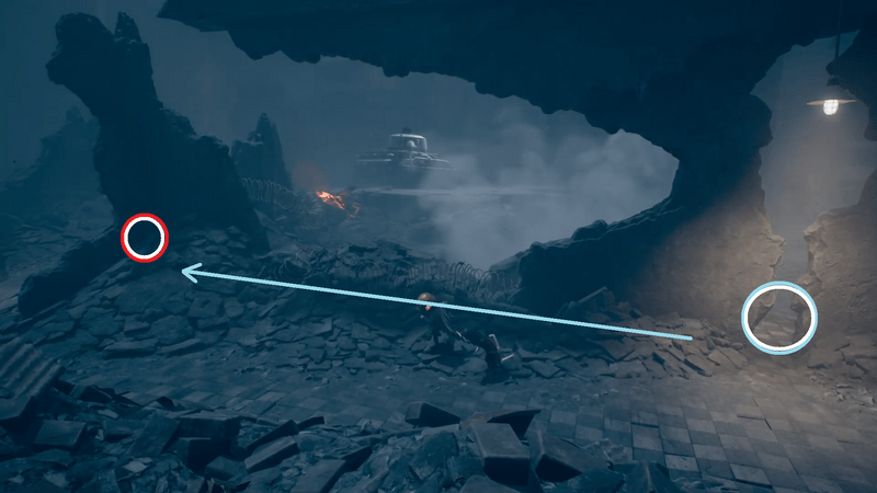 左の隅に隠れる