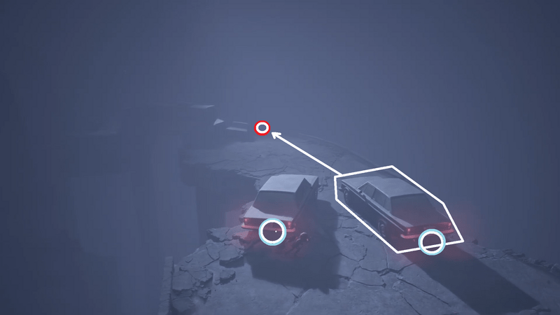 右の車をさらに前方に進める