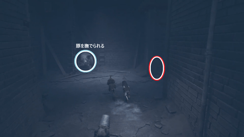 崩落地点を越えて洞穴に入る