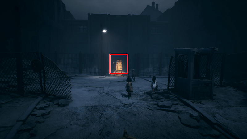 上陸したら奥の建物に入る