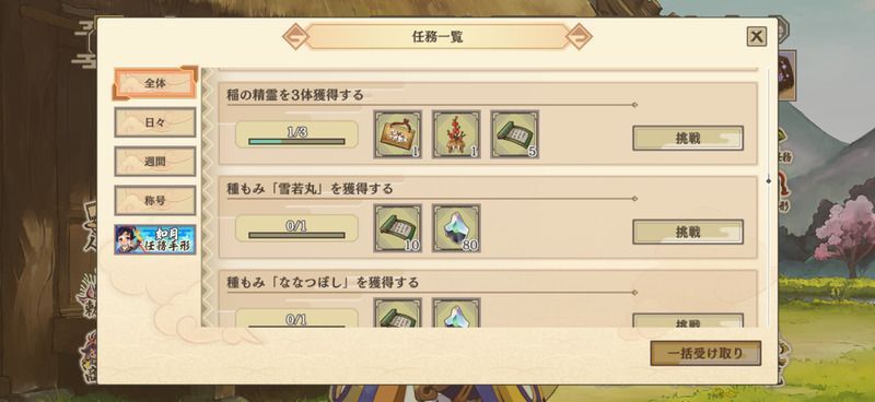 全体任務の報酬