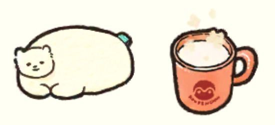 シロクマさんのぬいぐるみ、ホットミルク