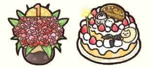 大きなバラの花瓶、1周年記念ケーキ