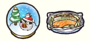 スノードーム、シャケのホイル焼き