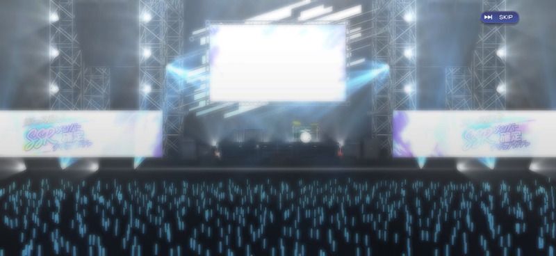 客とステージライトが青色
