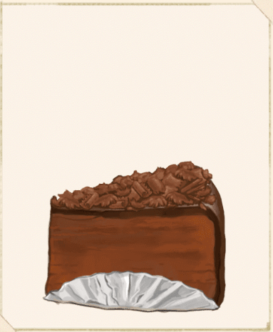 けずりチョコ乗せチョコレートケーキ