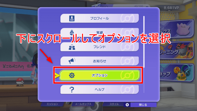 オプションを選択