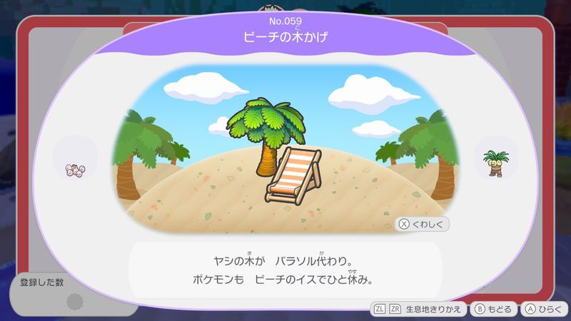 ビーチの木かげ