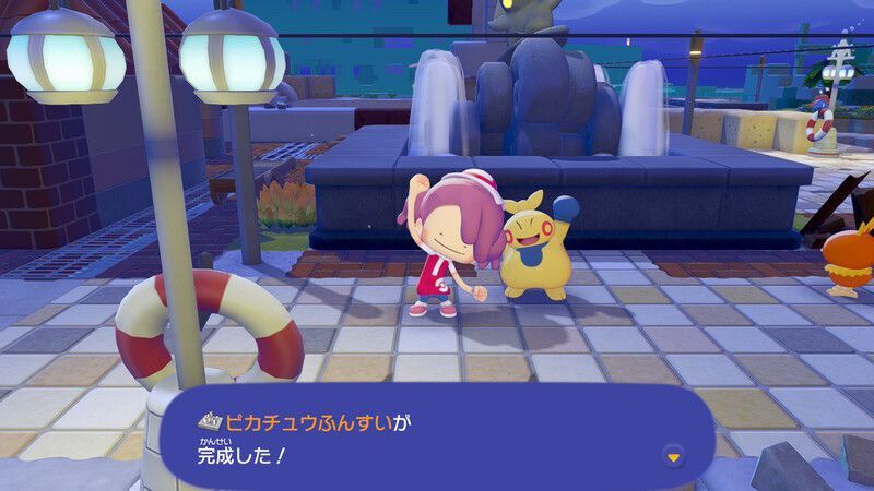 ピカチュウふんすい完成