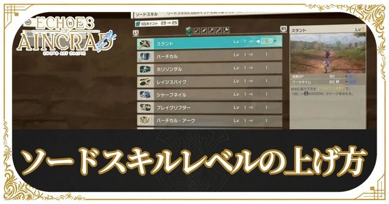 ソードスキルレベルの上げ方