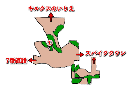 スパイクタウンはずれのマップ