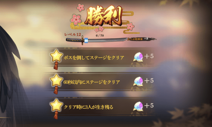 クエストリザルト画面