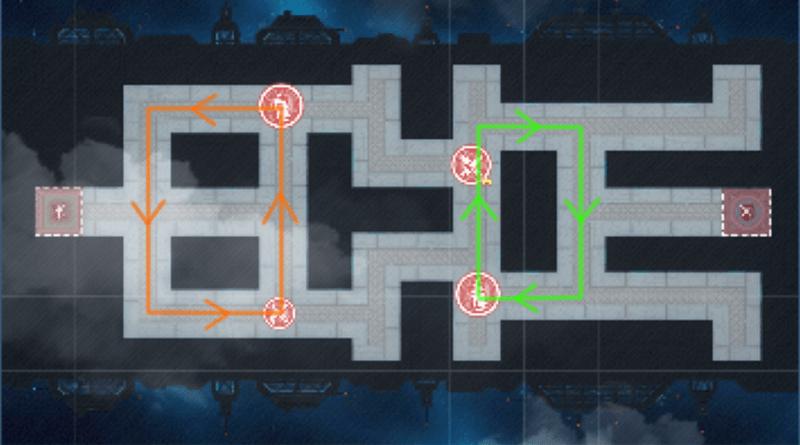 エリア2の爆弾移動ルート