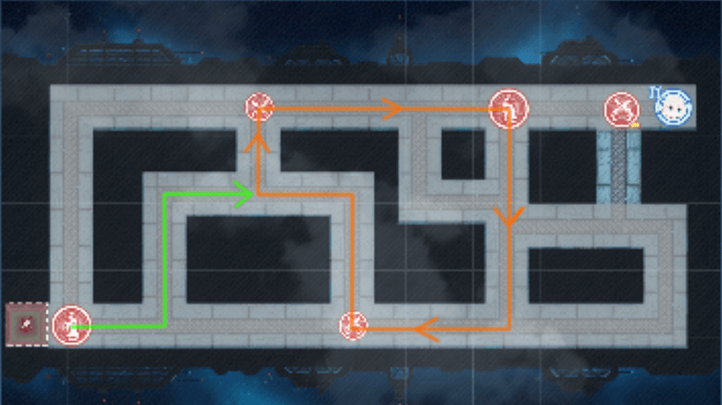 エリア1の爆弾移動ルート