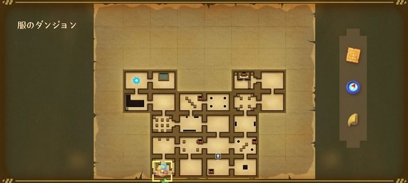 服のダンジョンのダンジョンマップ
