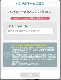 ハンドルネームの入力