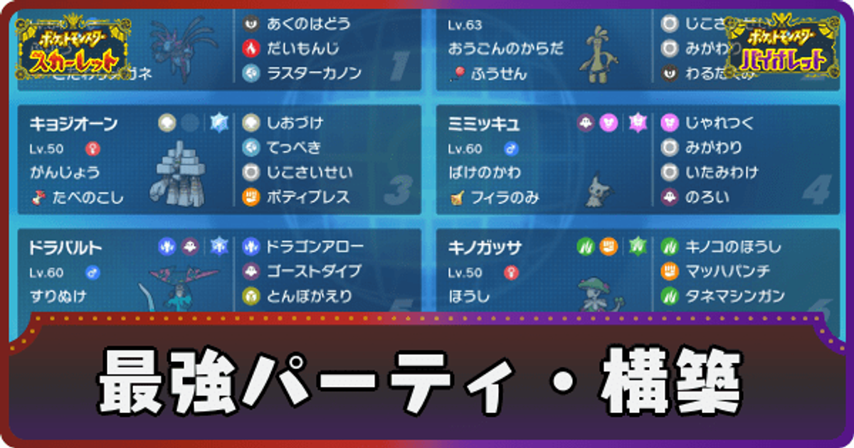 ポケモンSV】最強パーティ・構築まとめ（シーズン1・シングル環境